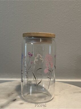Floral Glass Tumbler cup